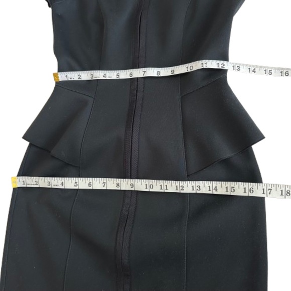 Theory Sz. 0 Tenna Black Neoprene Peplum Sheath Short Sleeve Zip Up Pencil Dress - Picture 11 of 15